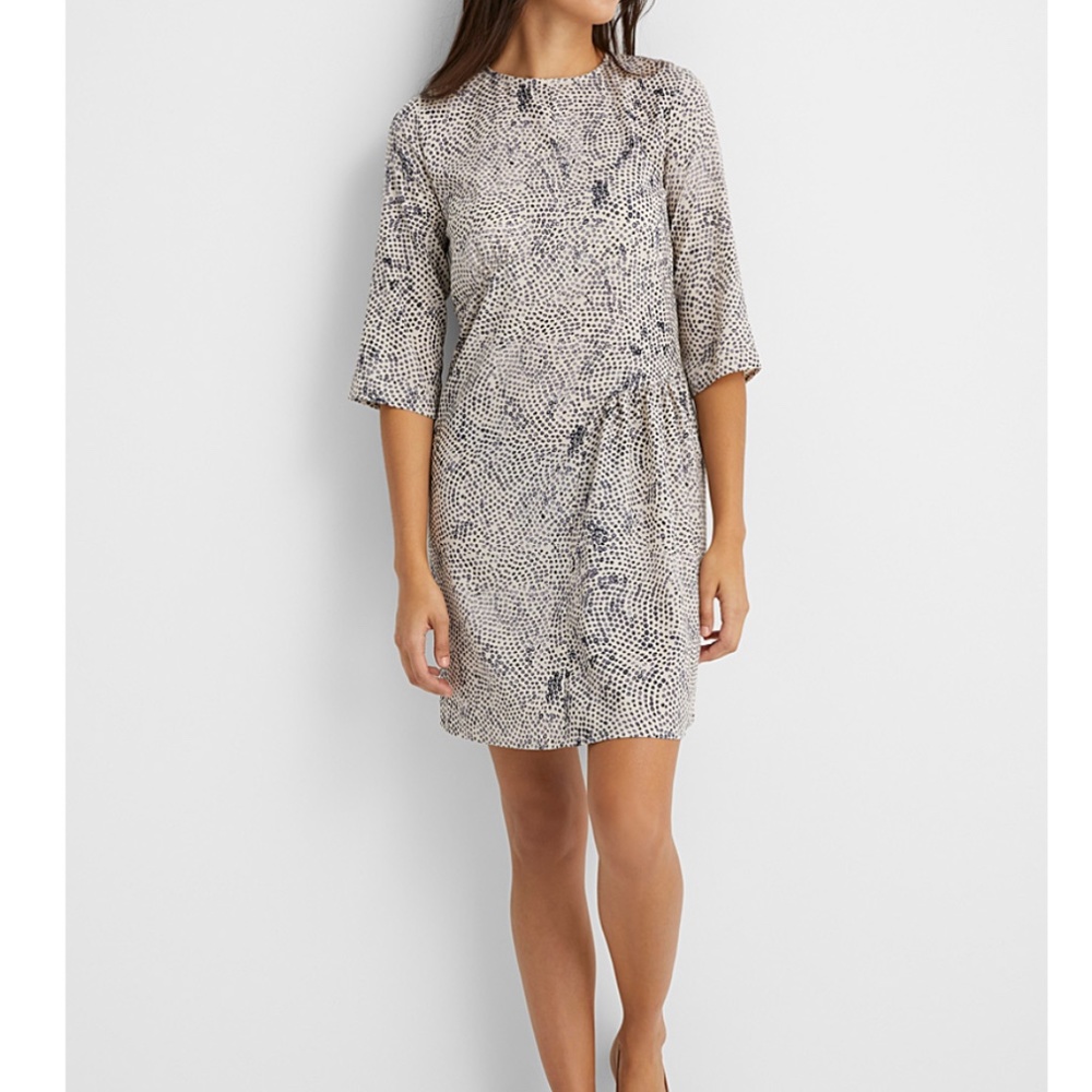 Sisley patterned gray dot fluid dress NWT